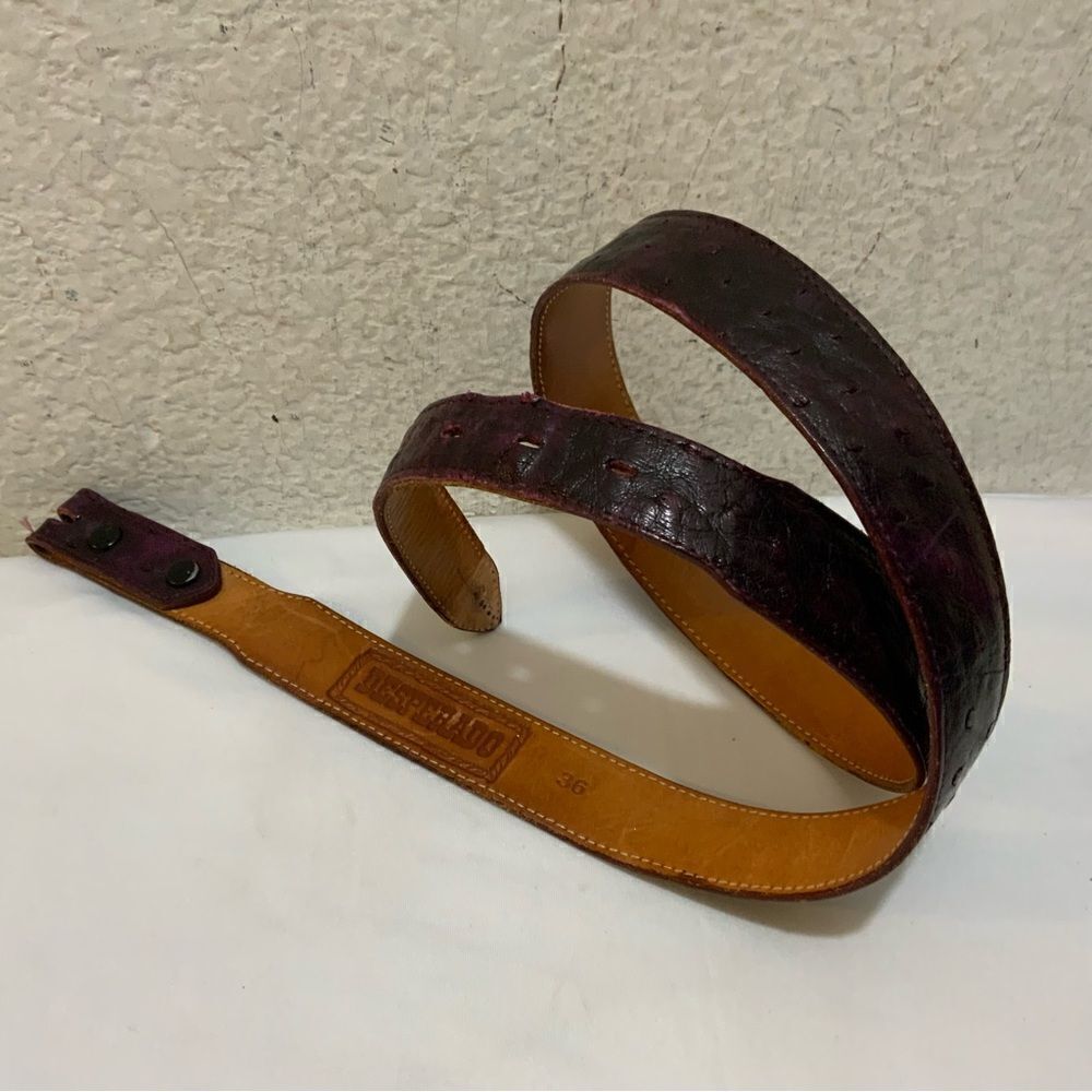 Desperado, Genuine Ostrich Belt, size 36 burgundy no buckle
